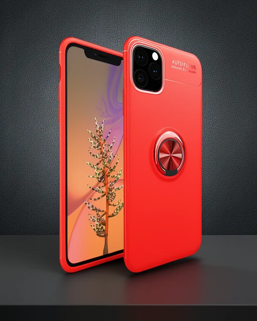 Apple İphone 11 Pro Max Kılıf Range Yüzüklü Silikon - Kırmızı