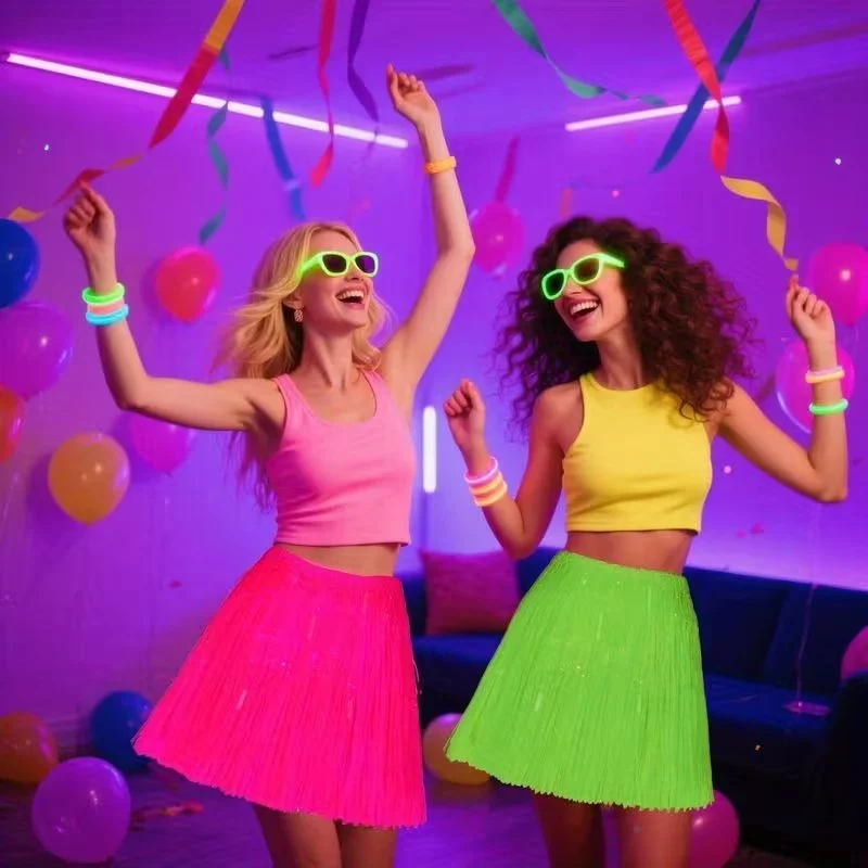 Neon Yeşil Hawaii Parti Eteği 40 cm görsel 3