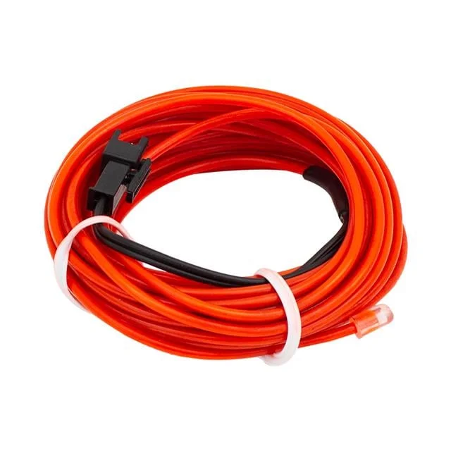 PM-6076 5 Metre 5 Volt USB Adaptörlü Neon Kırmızı İp Aydınlatma görsel 4