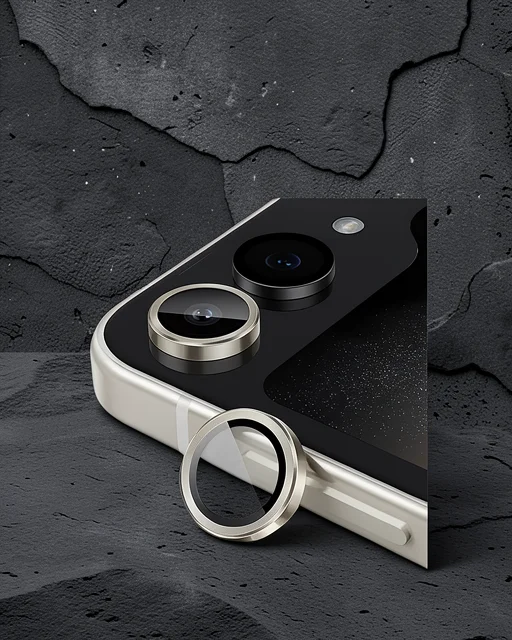 Samsung Galaxy Z Flip 5 Valdez Metal Kamera Lens - Krem
