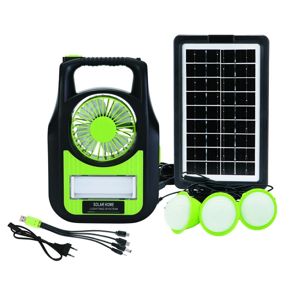 GS-909 Bluetooth Radyo USB Güneş Paneli Dahil Solar Enerjili 3 Ampullü Şarjlı Spot Fener
