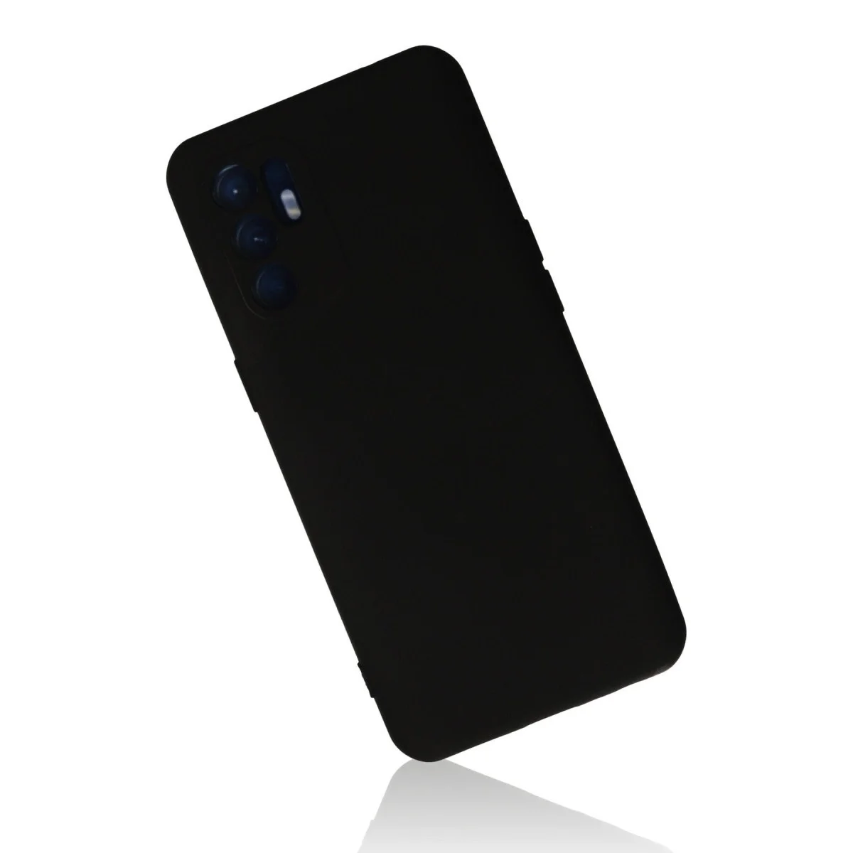 Oppo Reno 6 Kılıf Nano İçi Kadife Silikon - Siyah görsel 2