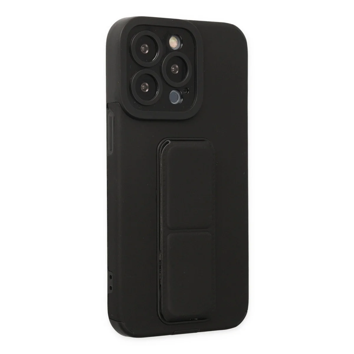 Apple İphone 13 Pro Max Kılıf Mega Standlı Silikon - Siyah görsel 5
