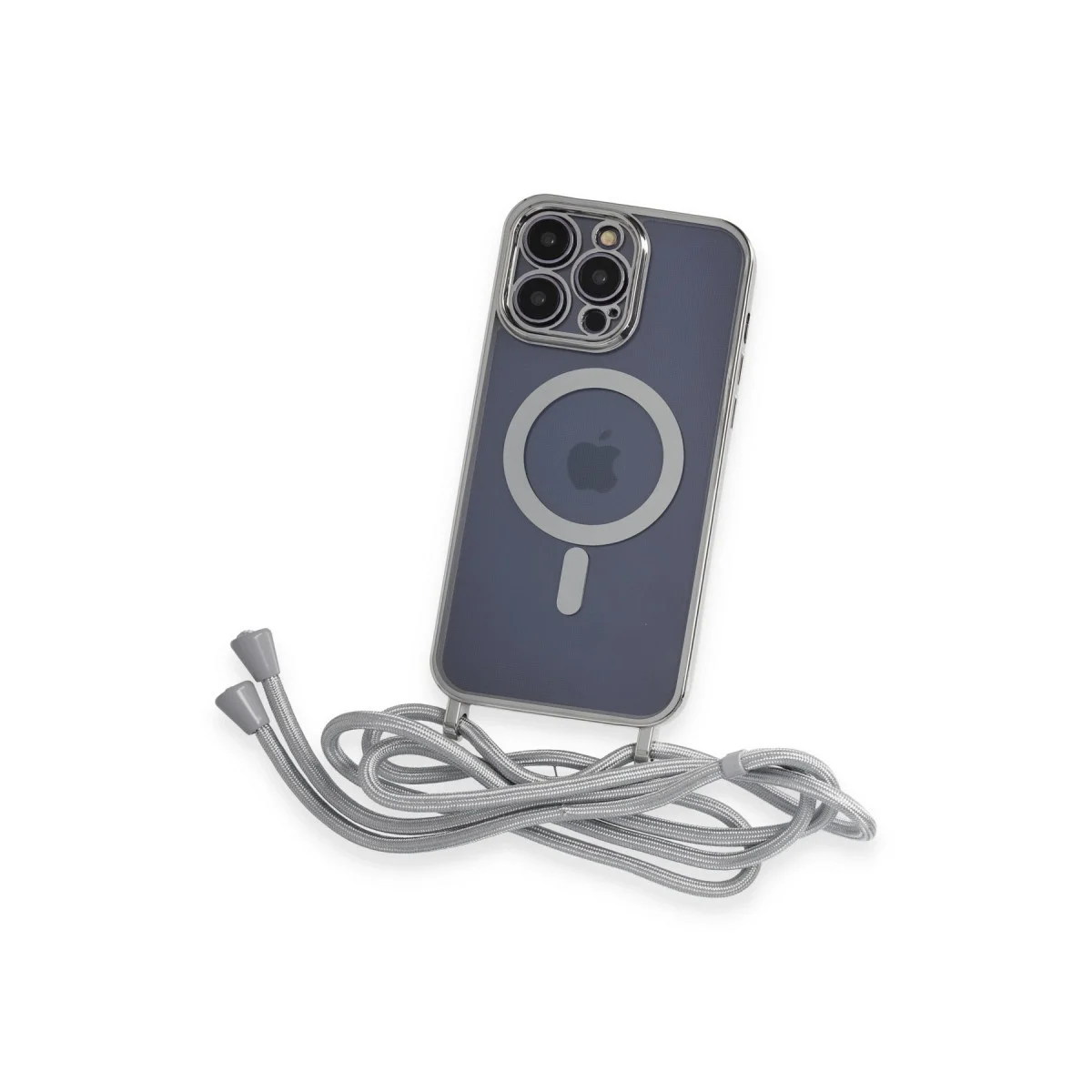 Apple İphone 12 Pro Max Kılıf Divo Lazer Askılı Magsafe Kapak - Gümüş görsel 3