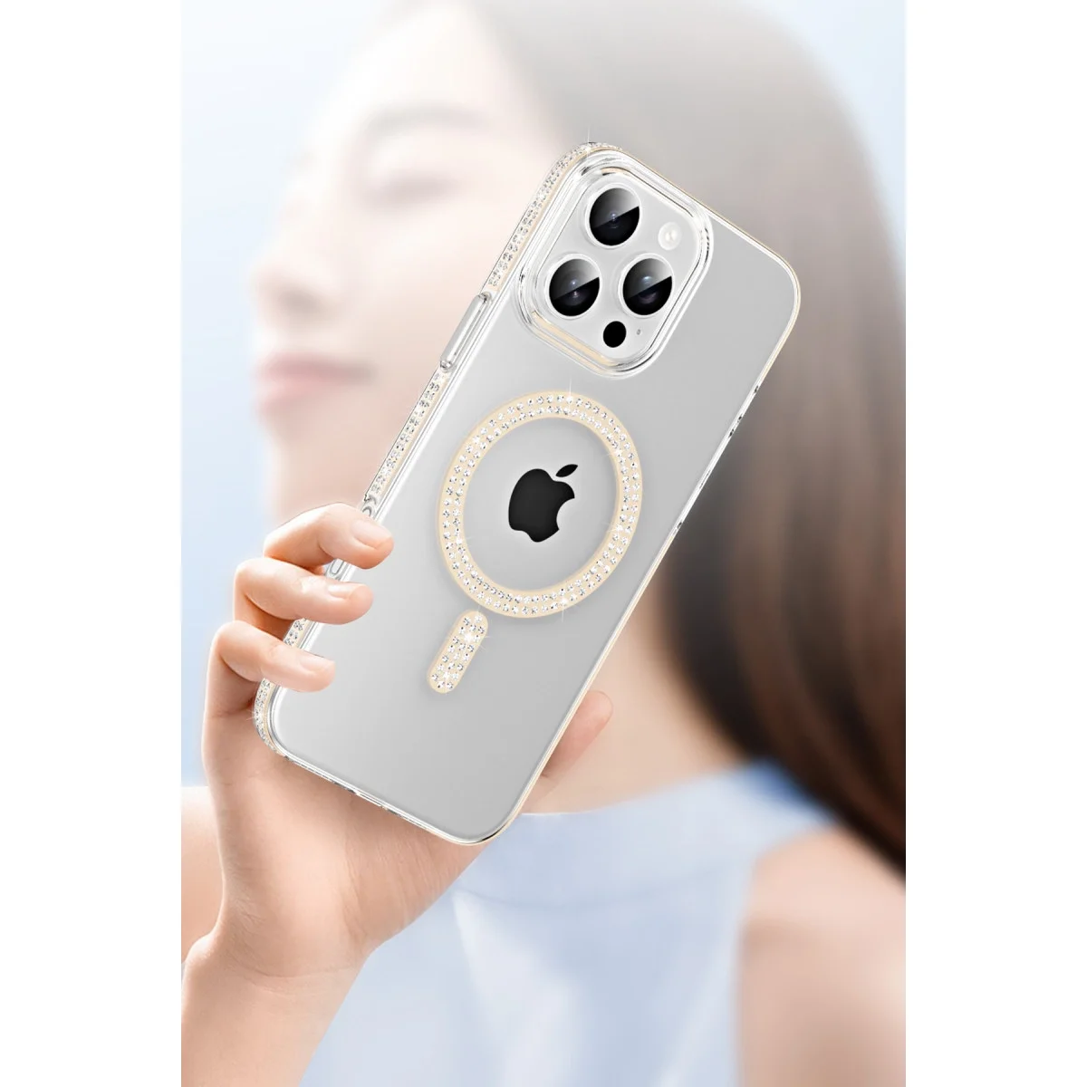 Joko Apple İphone 14 Pro Max Move Taşlı Magsafe Kapak - Natural Grey görsel 4