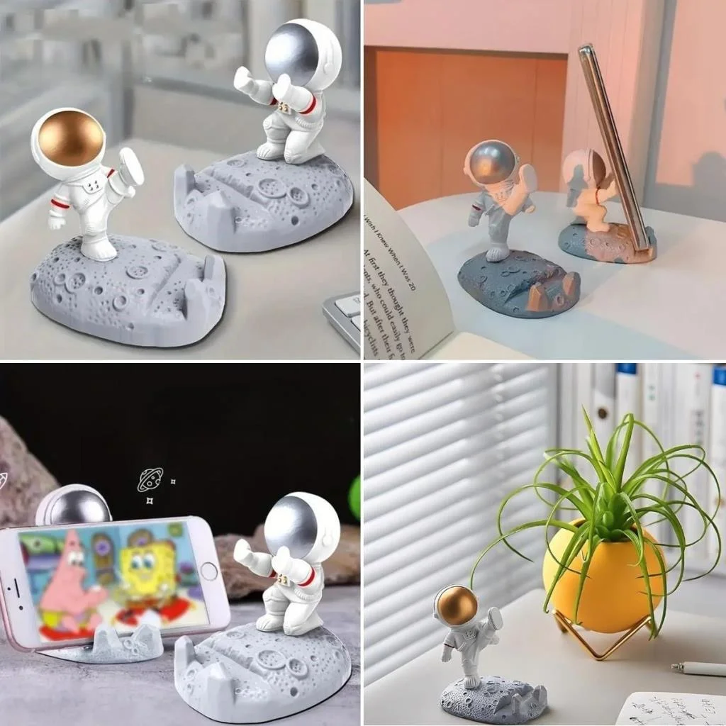 Mini Astronot Model Telefon ve Tablet Tutucu Standı görsel 5
