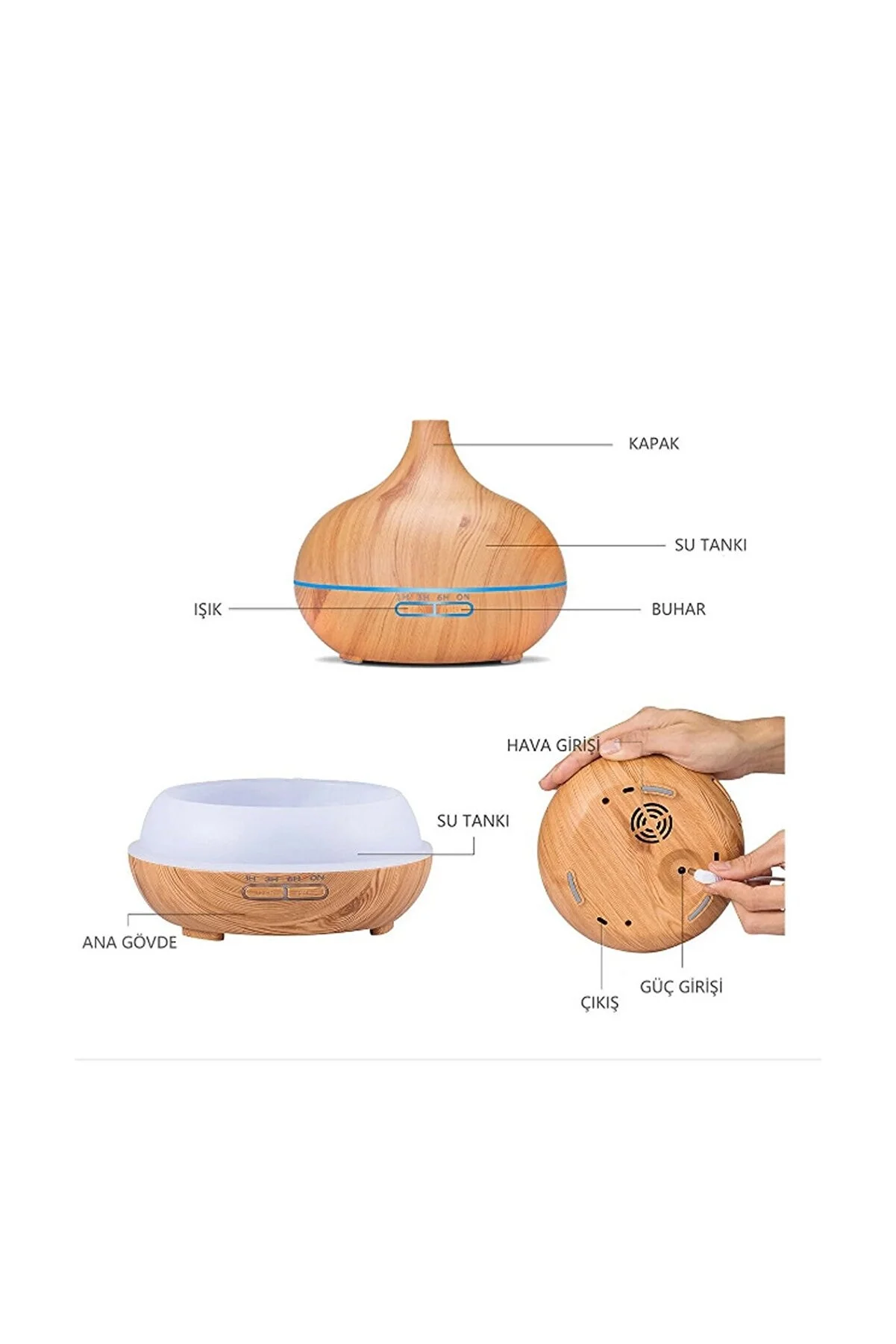 Vothoon Hava Nemlendirici 7 Led Işıklı Aromatik Oda Kokusu 550 Ml Kahve Aroma Difüzörü Buhar Makinası görsel 3