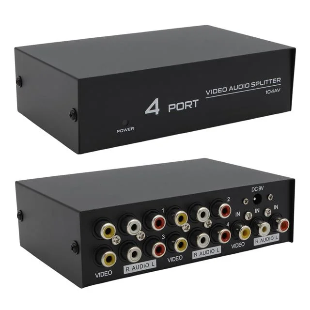 AV-104 4 Port AV CVBS RCA Video Audio Splitter Çoğaltıcı Dağıtıcı görsel 2