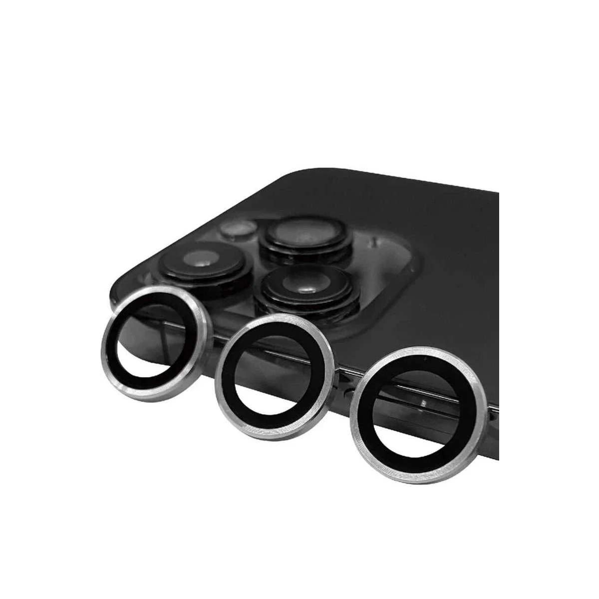Apple iPhone 13 Pro Max Raze Metal Kamera Lens - Gümüş görsel 3