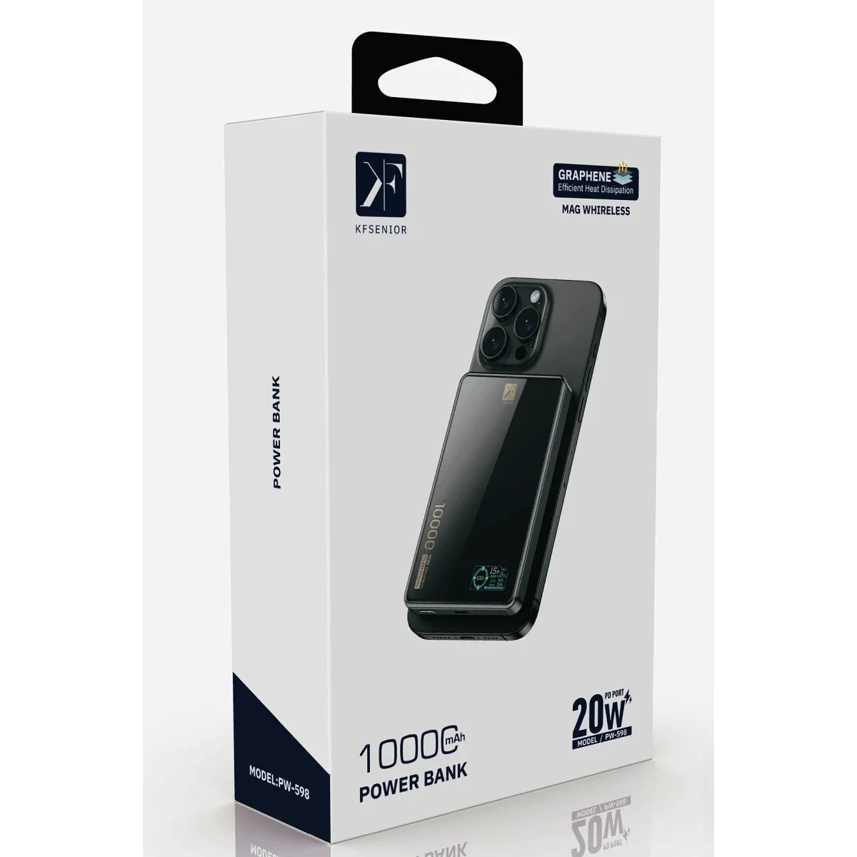 PW598 10.000 mAh Dijital Göstergeli 20W Type-C ve 15W Kablosuz Şarj PD Hızlı Şarj Magsafe Powerbank - Siyah görsel 2