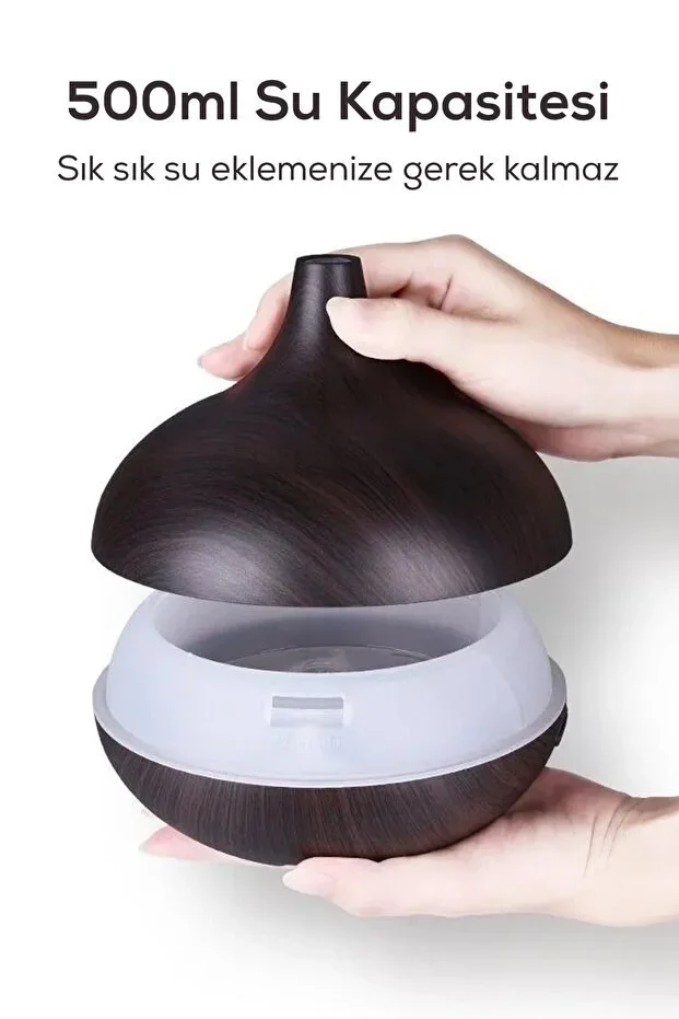 Aroma Difüzör Gece Işığı 7 Led Nemlendirici Kumandalı 550 ml Buhar Makinesi görsel 6