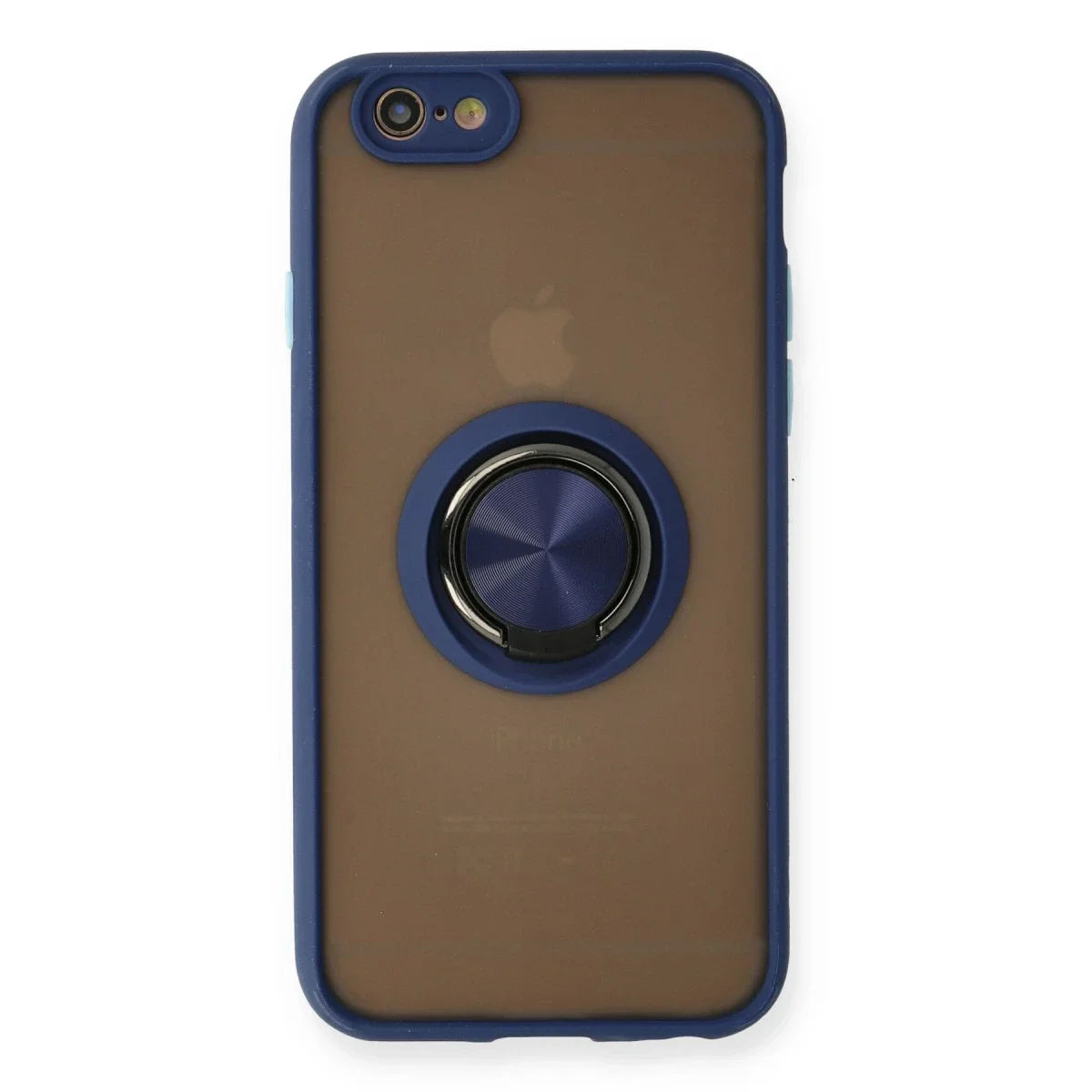Apple iPhone 6 Kılıf Montreal Yüzüklü Silikon Kapak - Lacivert