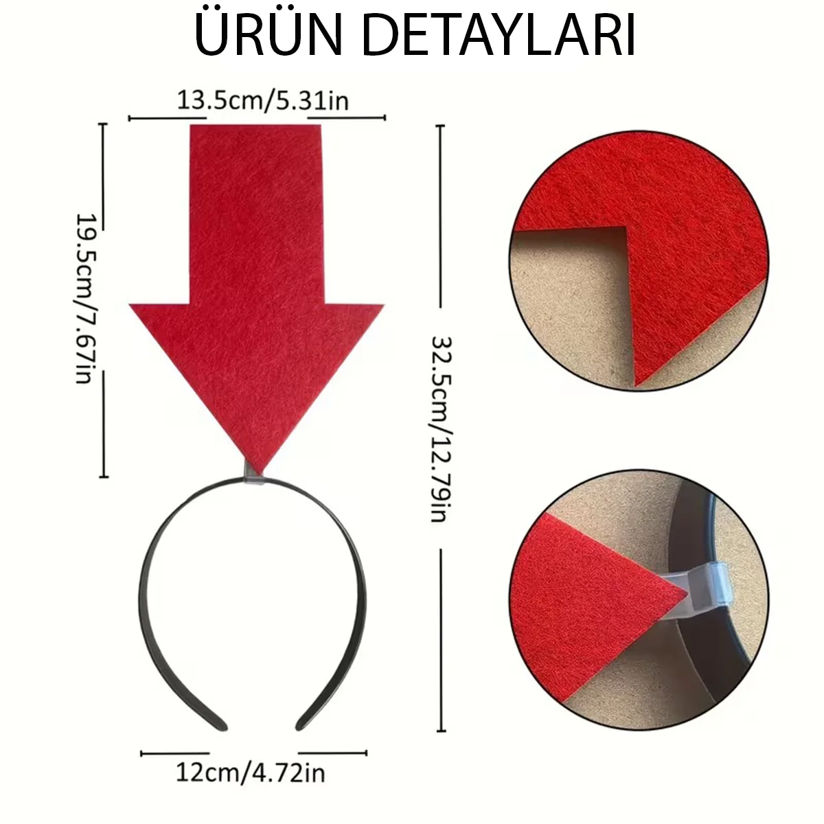 Kişiselleştirilebilir Ok Taç – Üzerine Yazı Yazılabilen Parti Tacı Kırmızı Renk görsel 5