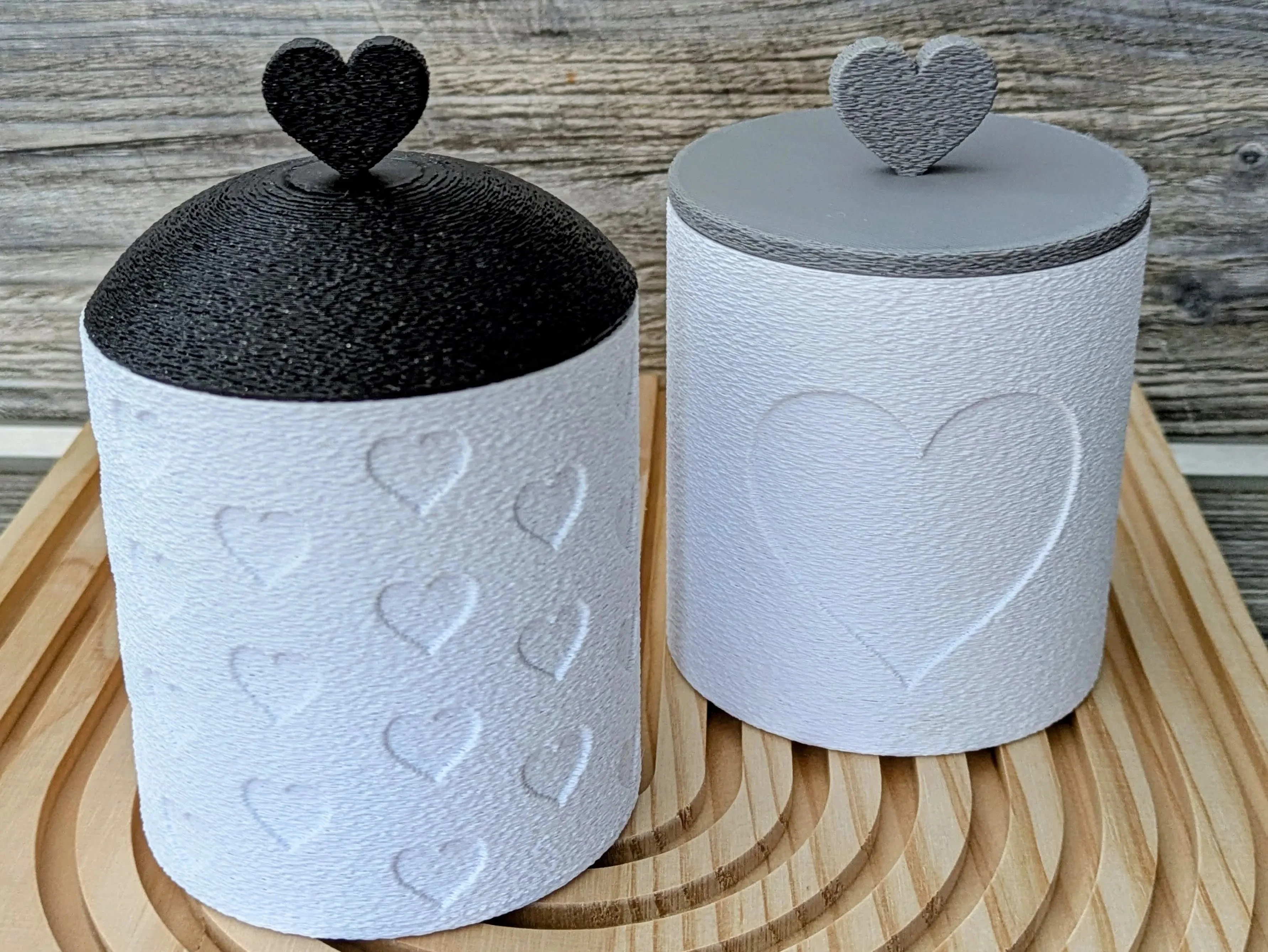 3D Baskı 2li Kalp Desenli Kapaklı Kavanoz Seti Kalp Tepelikli Dekoratif Saklama Kabı 8x8,5 cm görsel 3