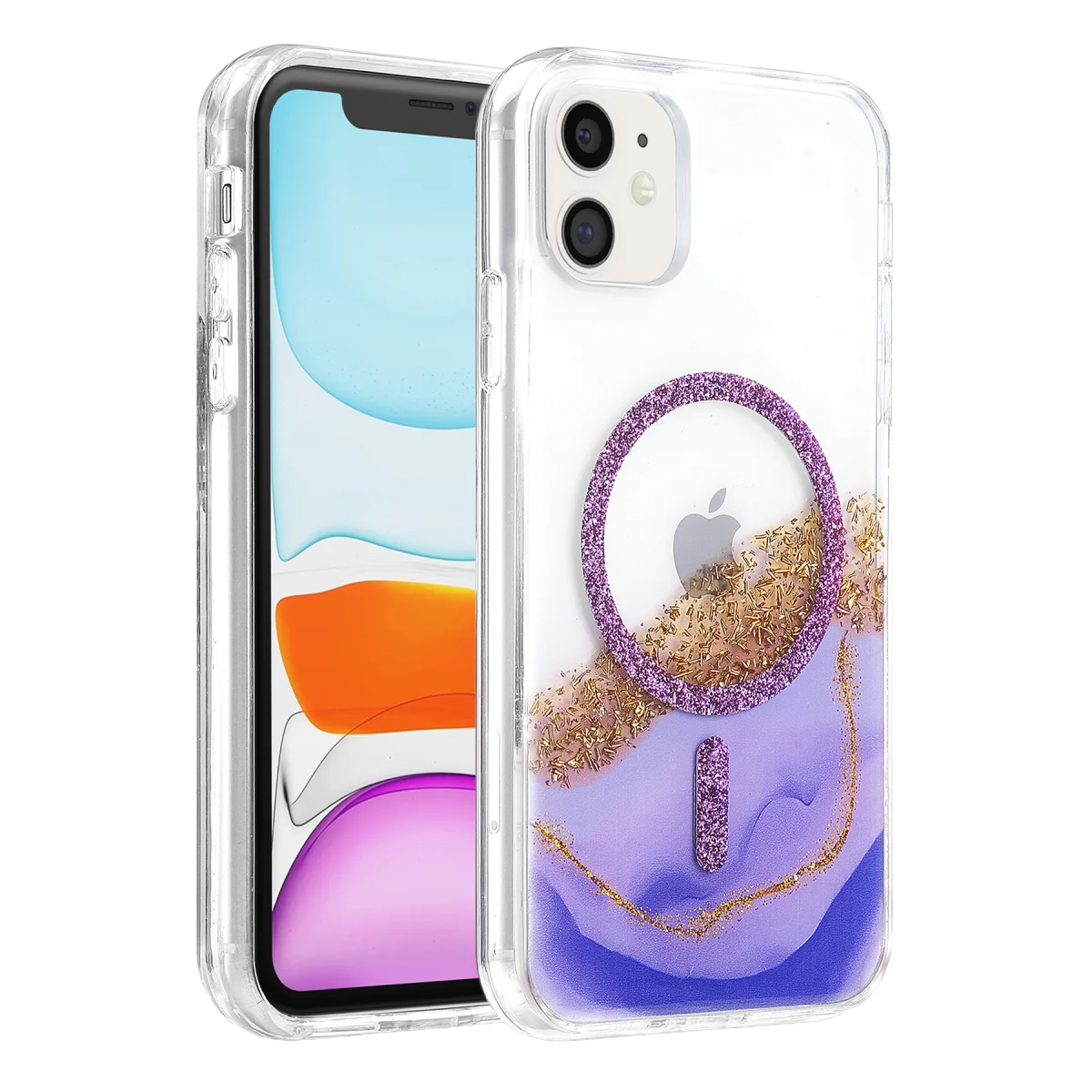 Onegif Apple iPhone 11 Lotus Simli Magsafe Kapak - Mor