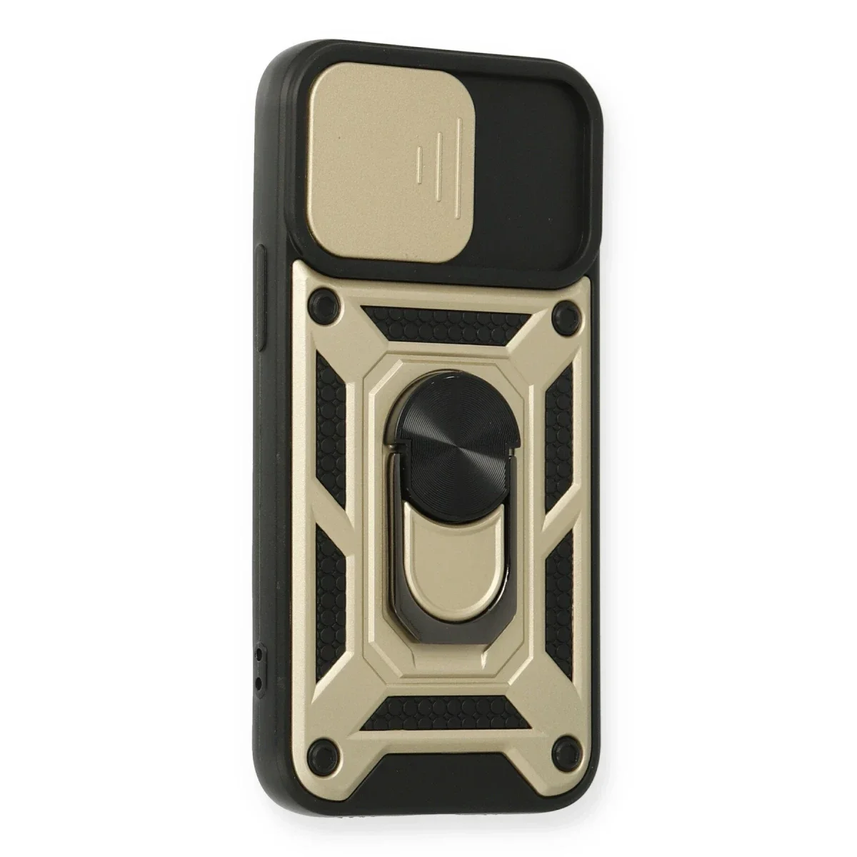 Apple iPhone 12 Mini Kılıf Pars Lens Yüzüklü Silikon - Gold görsel 2