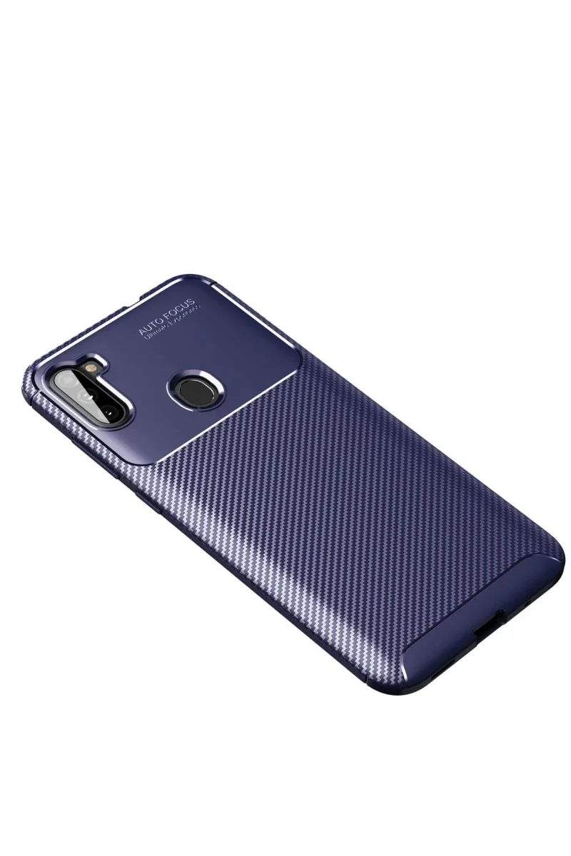 Samsung Galaxy A11 Kılıf Auto Focus Karbon Kapak - Lacivert