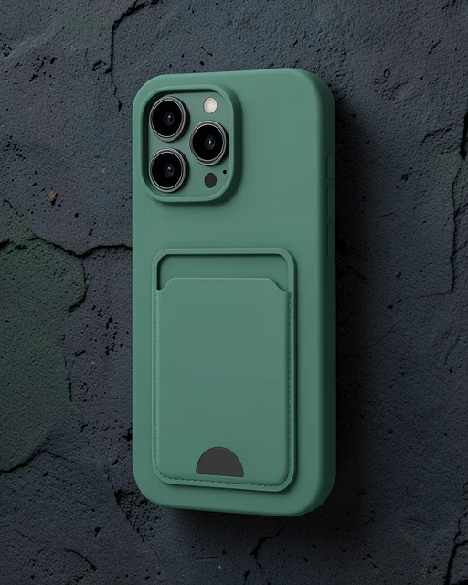 Apple İphone 16 Pro Max Kılıf Kelvin Kartvizitli Silikon - Koyu Yeşil