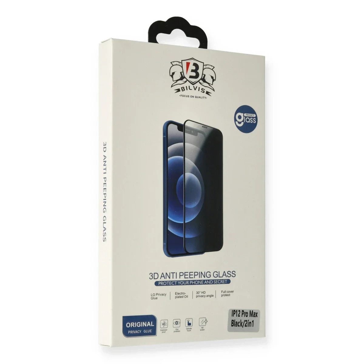 Apple iPhone 14 Pro Bilvis 3D Anti Peeping Hayalet Cam Ekran Koruyucu