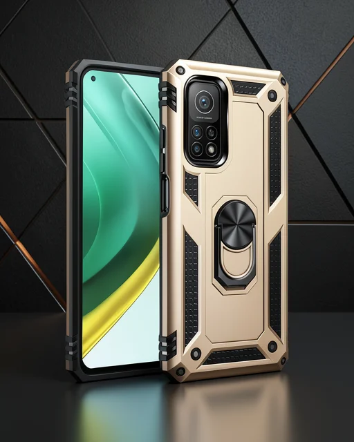 Xiaomi Mi 10t Pro Kılıf Sofya Yüzüklü Silikon Kapak - Gold