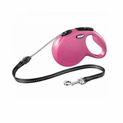 New Classic Otomatik İp Köpek Gezdirme Tasması Medium 5 Mt Pembe