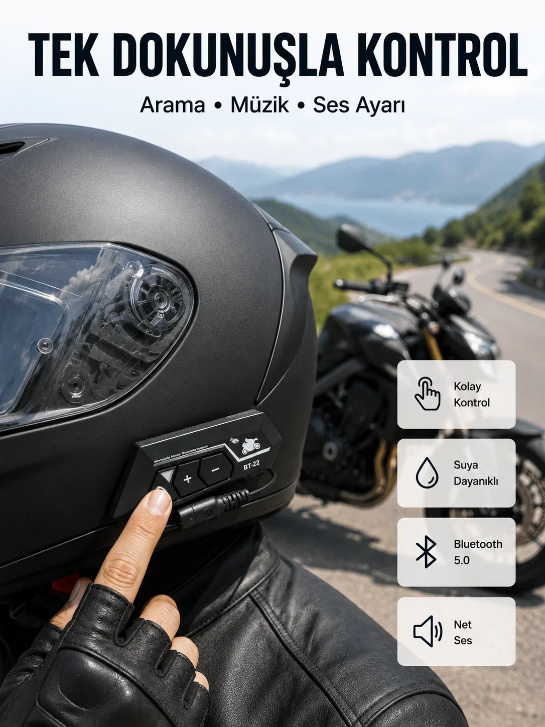 Motosiklet Sürüşleri İçin BT22 Kask Bluetooth Kulaklık krofonlu Yeni Nesil