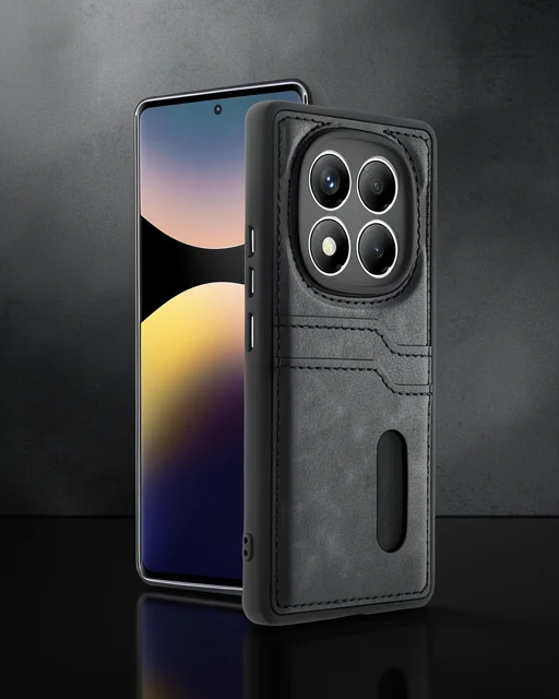 Xiaomi Redmi Note 14 Pro 4g Kılıf Sara Kartvizitli Deri Kılıf - Siyah