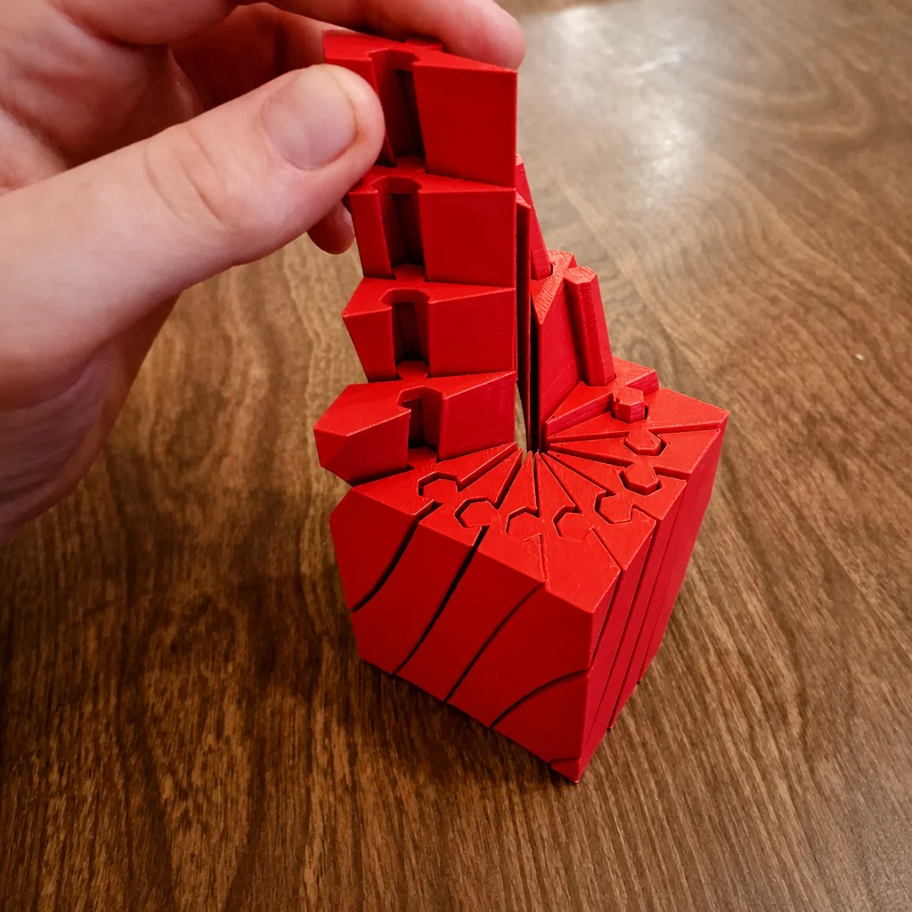 3D Baskı Twisting Küp - Mekanik Dönen Bulmaca Küpü-Kırmızı görsel 2