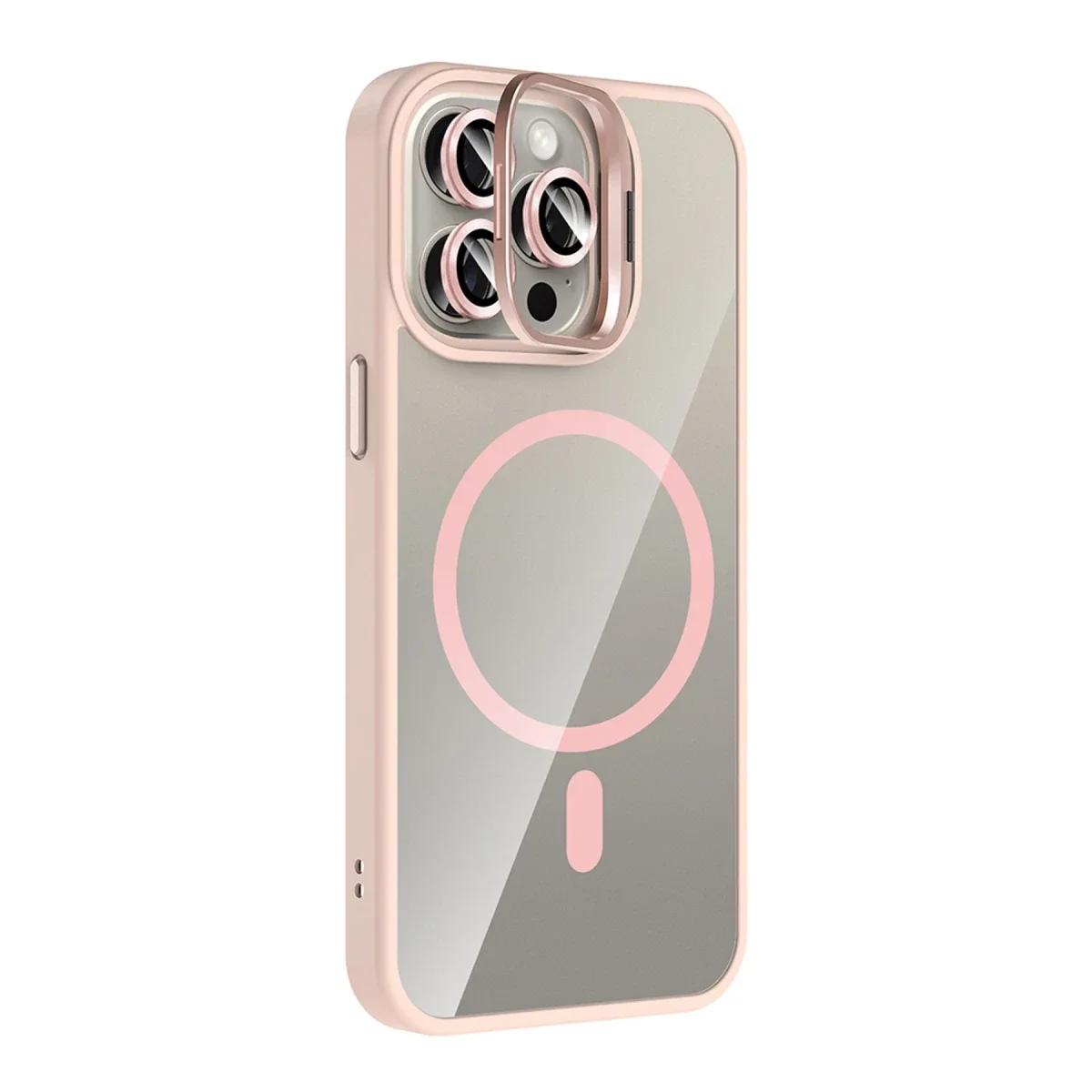 Joko Apple iPhone 15 Pro Max Remim Lensli Magsafe Standlı Kapak - Pembe görsel 2