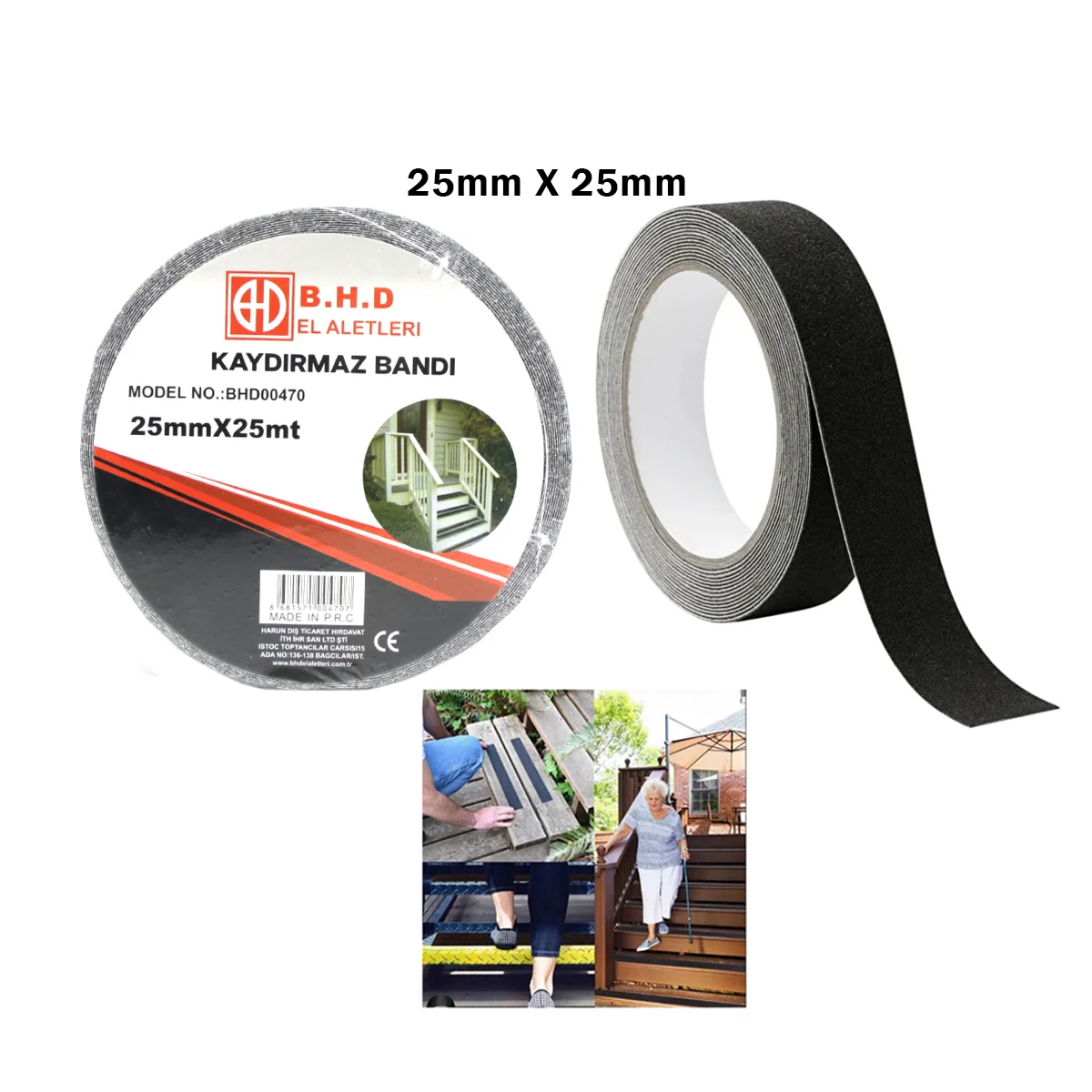 Kaydırmaz Bant 25mm x 25m Siyah görsel 2