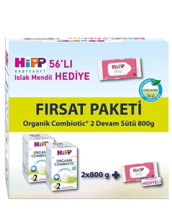 2 Organik Combiotic Bebek Sütü 800 Gr X2 Islak Mendil Hediyeli