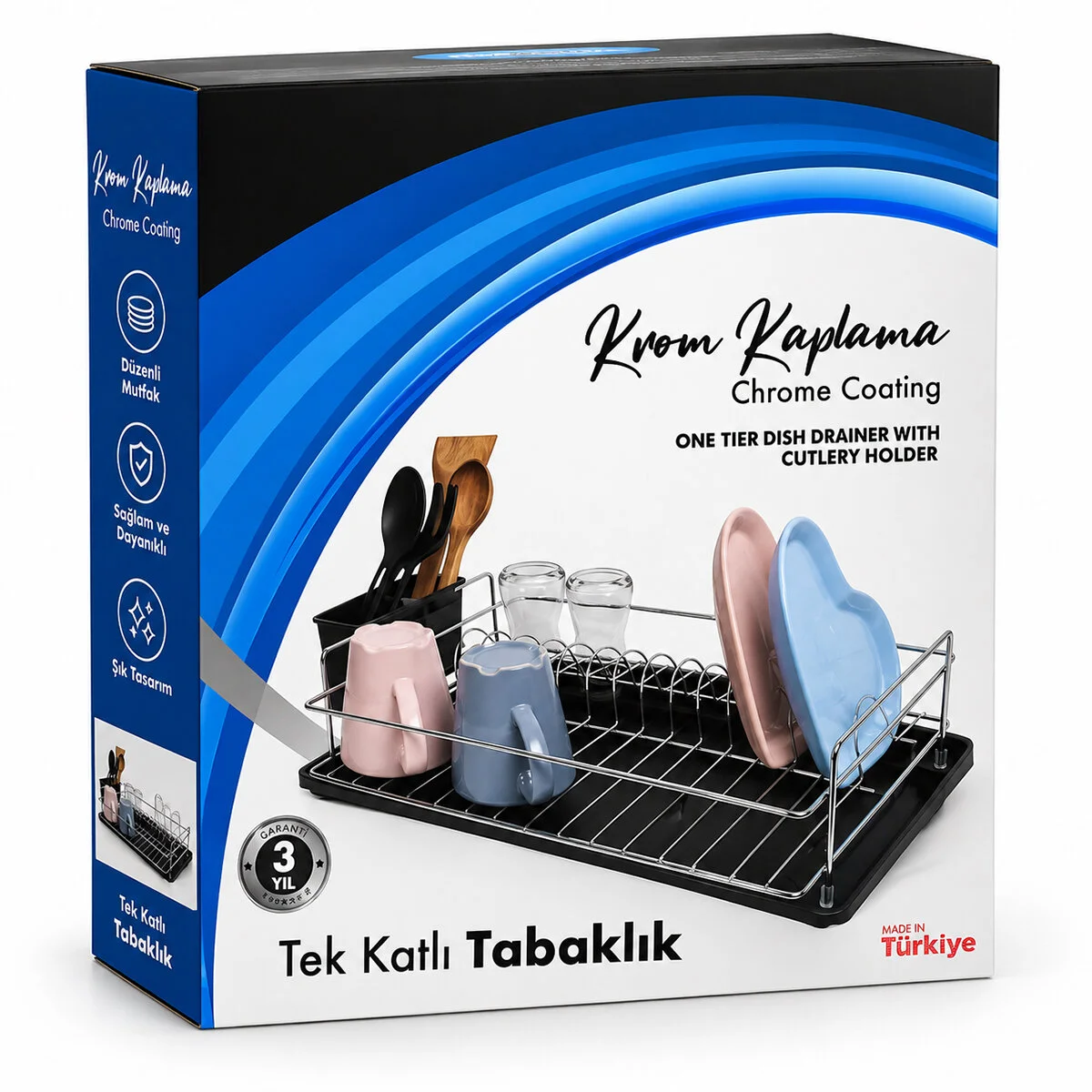 Krom Tek Katlı Tabaklık - Bulaşıklık görsel 3