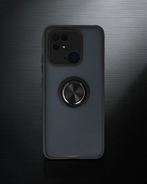 Xiaomi Redmi 10c Kılıf Montreal Yüzüklü Silikon Kapak - Siyah