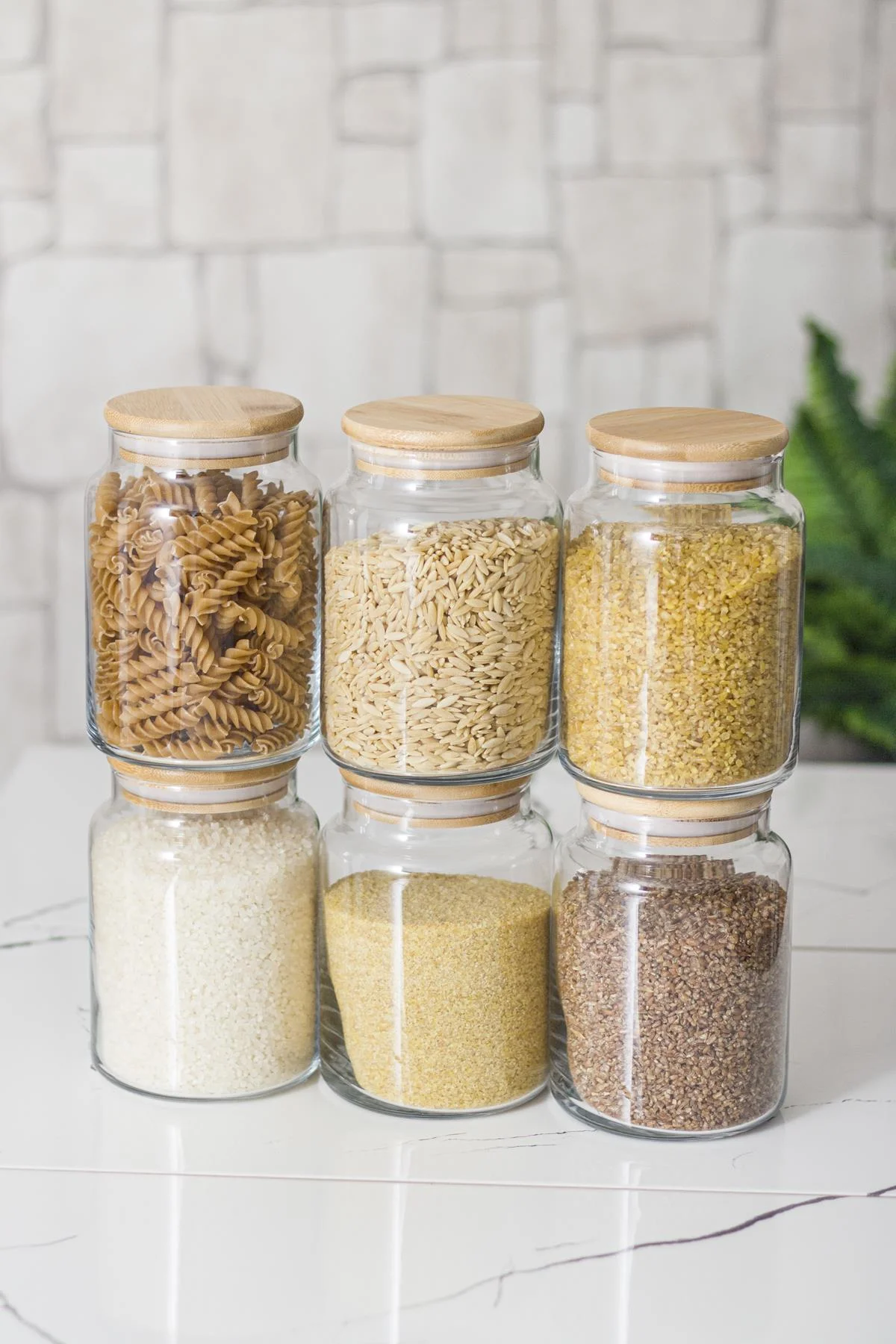 6 Lı Set Bambu Kapaklı Cam Kavanoz & Erzak Saklama Kabı 800 ml Orta Boy ( Vakum Kapak ) görsel 4