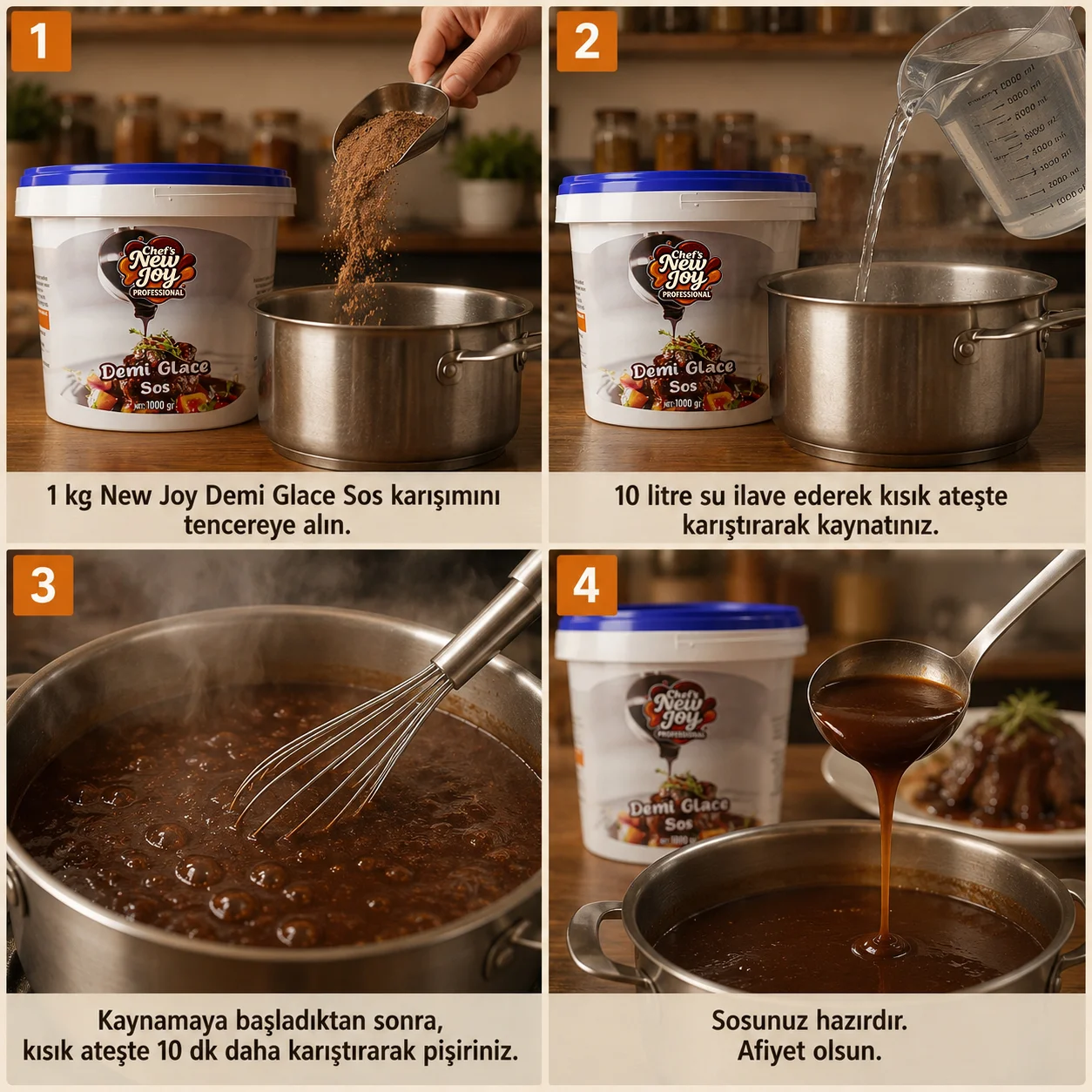 Demi Glace Sauce 1000 gr Sos Tozu görsel 4