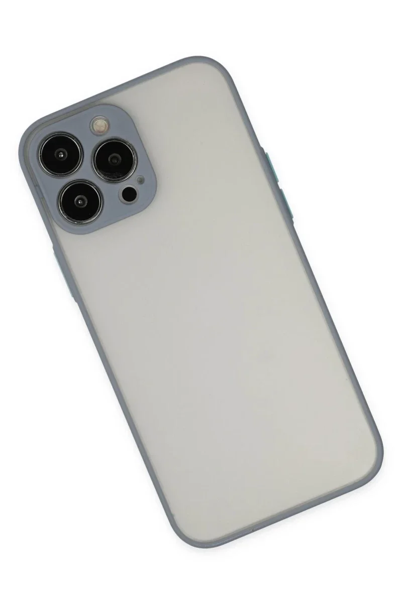 Apple iPhone 15 Pro Max Kılıf Montreal Silikon Kapak - Gri görsel 3