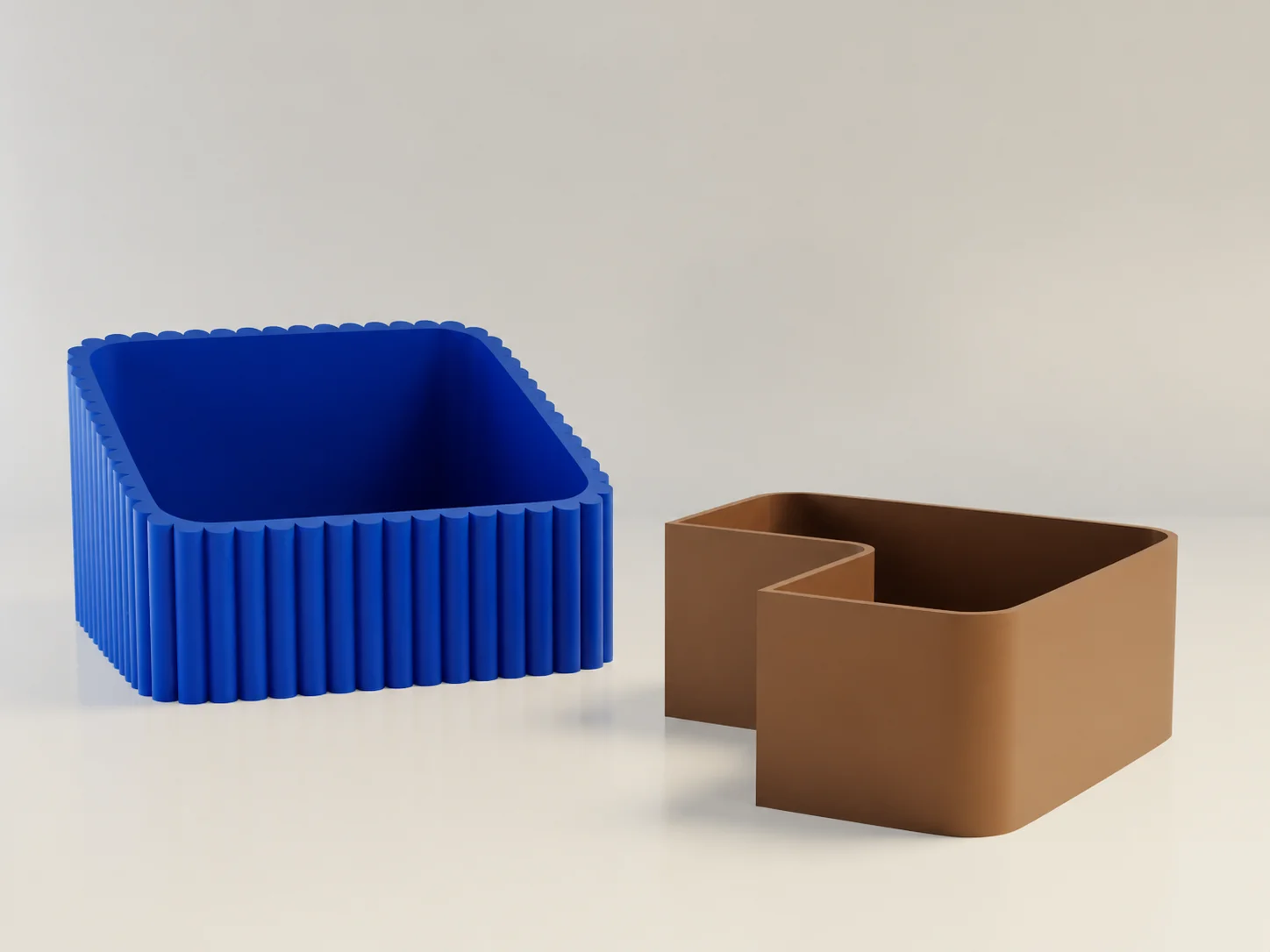 3D Baskı Fıstık Kasesi - Çift Hazneli Kabuk Ayırıcı Sunum Kasesi - Mavi Kahverengi görsel 2