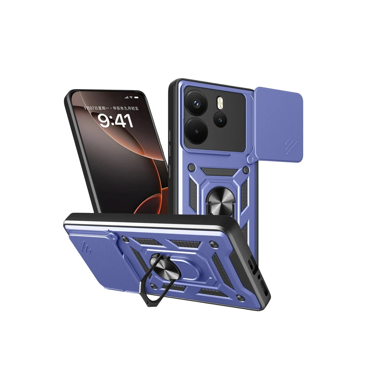 Xiao Red Note 14 4g Pars Lens Yüzüklü Silikon - Lacivert