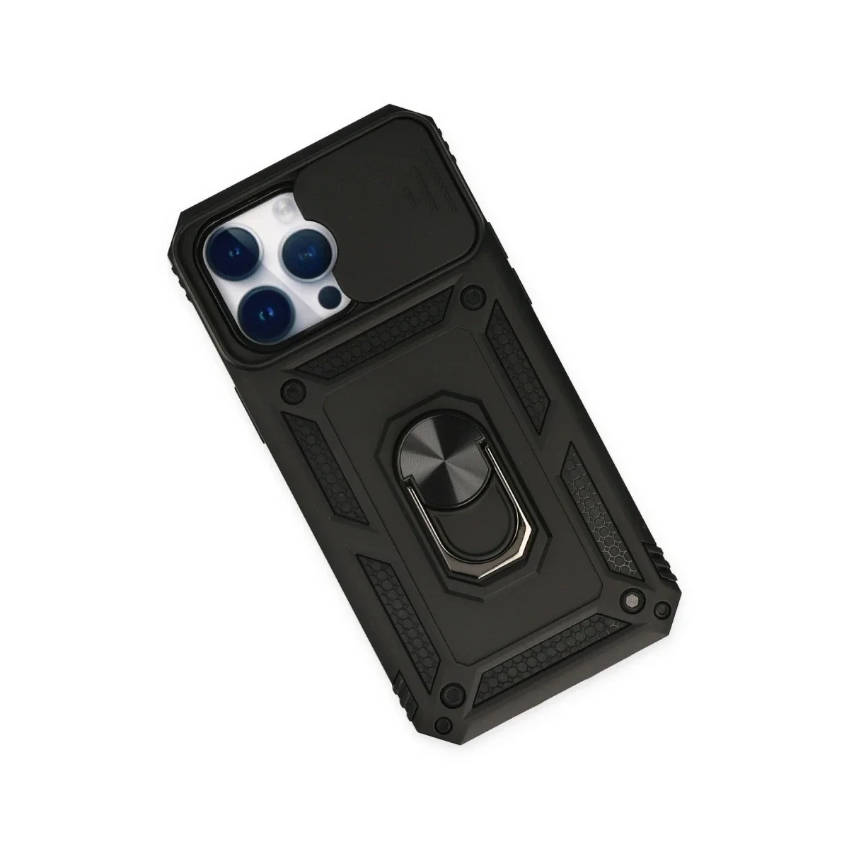 Apple iPhone 14 Pro Max Kılıf Pars Lens Yüzüklü Silikon - Siyah görsel 3