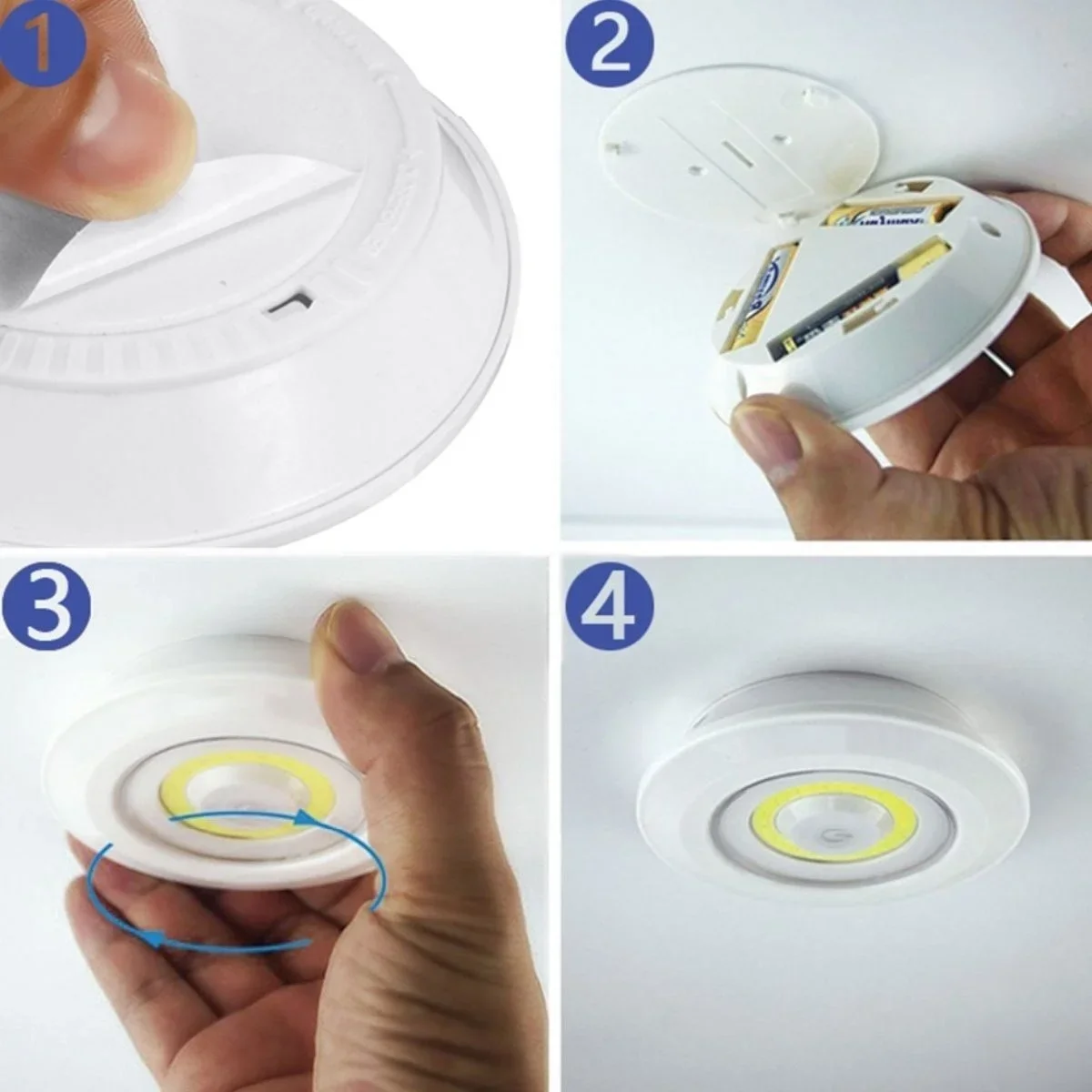 3lü Uzaktan Kumandalı Pilli Yapışkanlı Kablosuz Led Spot Lambalar görsel 8