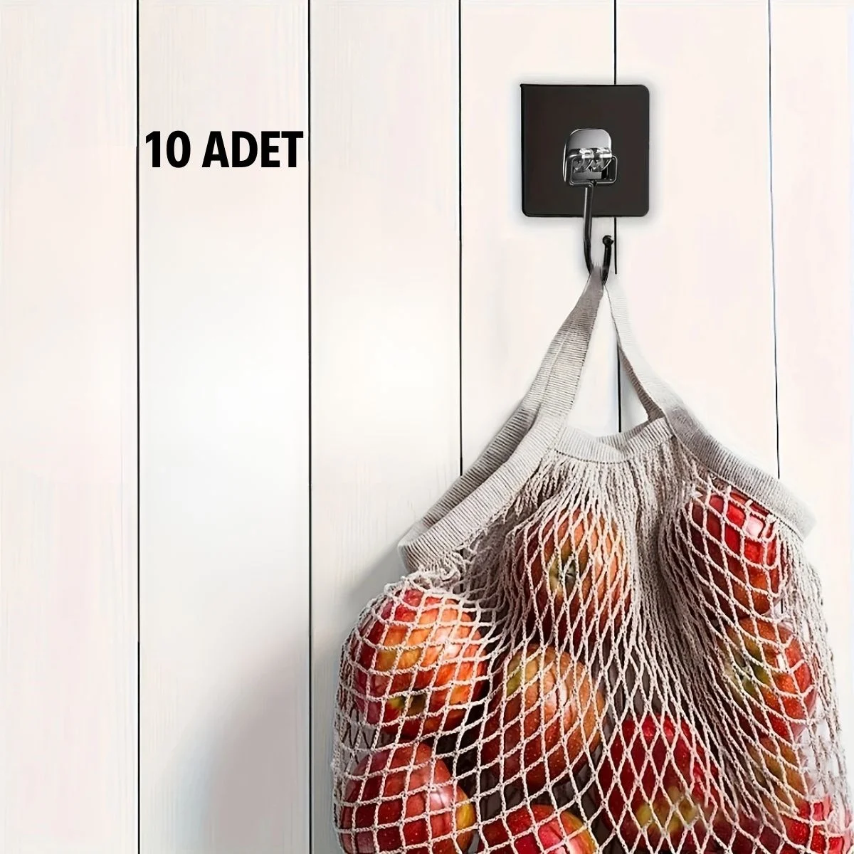 10 Adet Duvara, Dolapa Yapışan Güçlü Yapışkanlı Siyah Duvar Askısı görsel 5