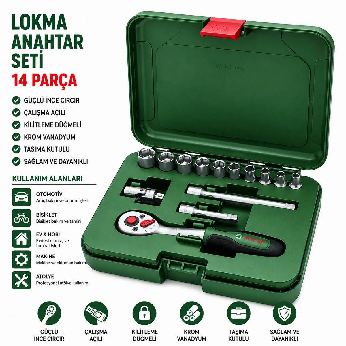 1/4 inç 14 Parça Lokma Takımı - Çantalı görsel 2