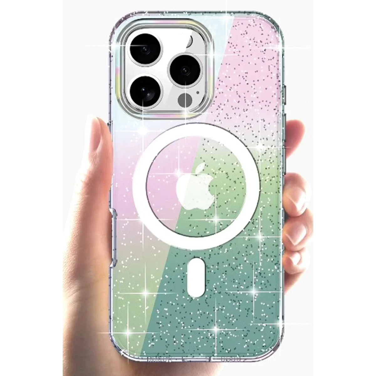 Joko Apple iPhone 15 Pro Rasasi Simli Magsafe Kapak - Şeffaf görsel 2