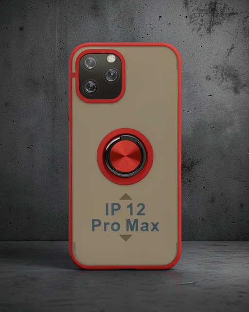 Apple İphone 12 Pro Kılıf Montreal Yüzüklü Silikon Kapak - Kırmızı