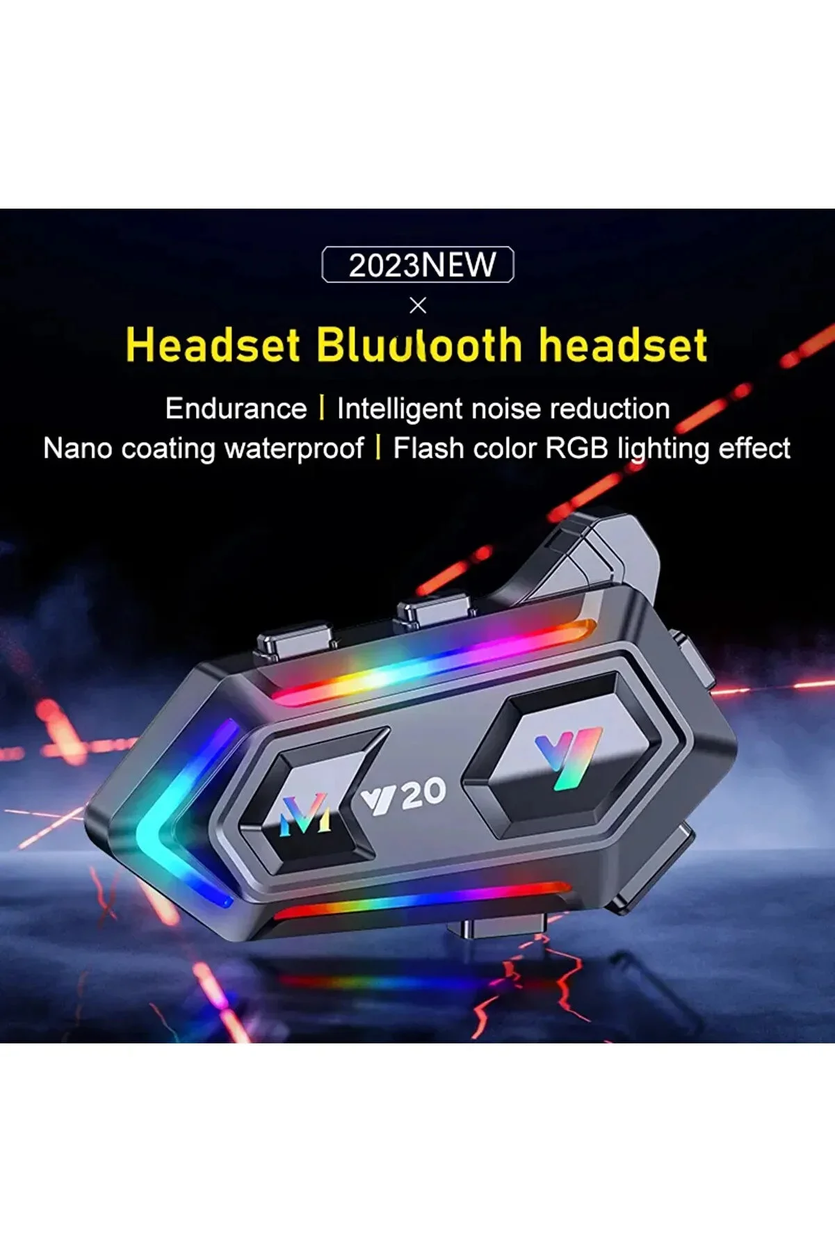 Vothoon Y20 Motor Kurye Kask Kulaklık RGB Modlu Bluetooth Motosiklet Kulaklık 5.3 Bluetooth Interkom görsel 3