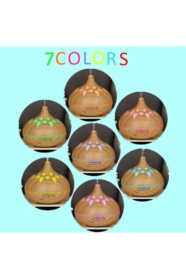 Aroma Difüzör Gece Işığı 7 Led DESENLİ Nemlendirici Kumandalı Buhar Makinesi 550 ml görsel 4
