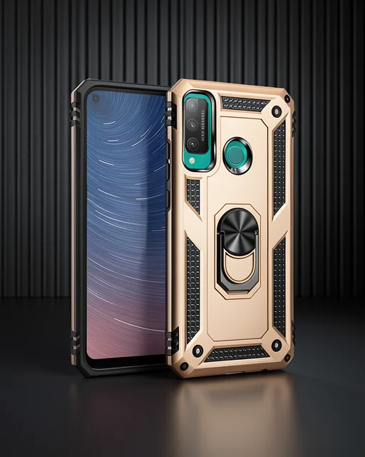 Huawei P40 Lite E Kılıf Sofya Yüzüklü Silikon Kapak - Gold