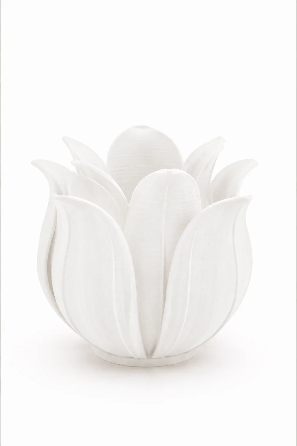 3D Baskı Lotus Yapraklı Vazo - Dekoratif Çiçeklik-Beyaz görsel 3