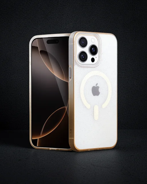 Apple İphone 14 Pro Max Pummel Shiny Magsafe Kapak - Gold