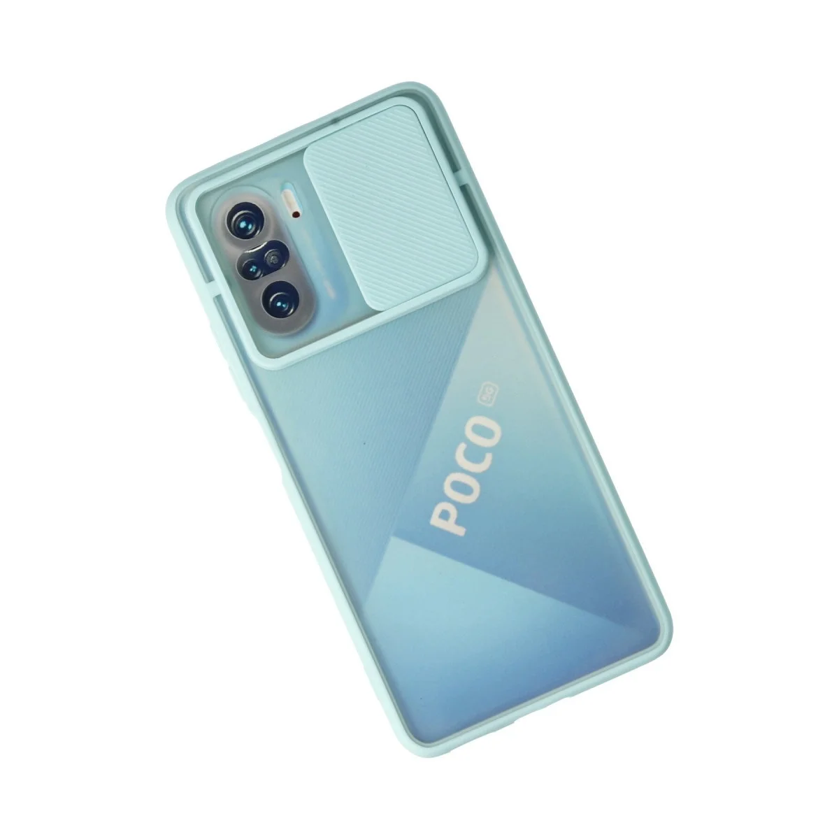 Xiaomi Poco F3 Kılıf Palm Buzlu Kamera Sürgülü Silikon - Turkuaz görsel 2